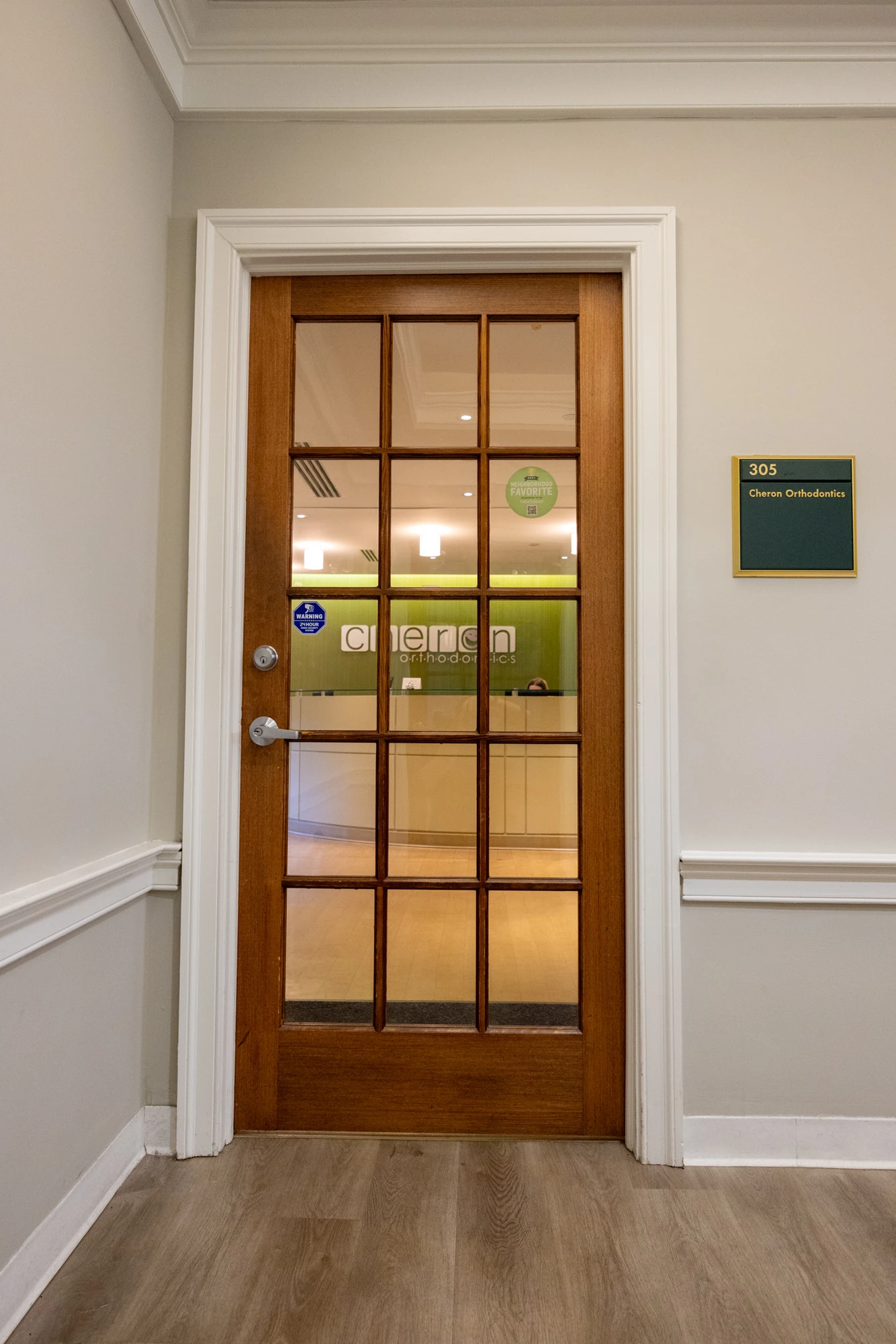 The entrance to the Cheron Orthodontics office suite
